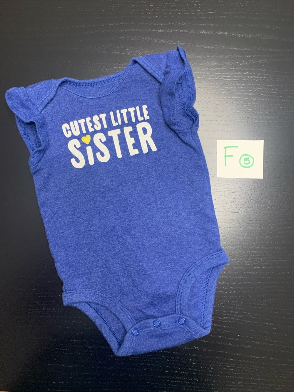 ⭐️2/$5.00⭐️ Carter's 6m Royal Blue 'Cutest Little Sister' Onesie